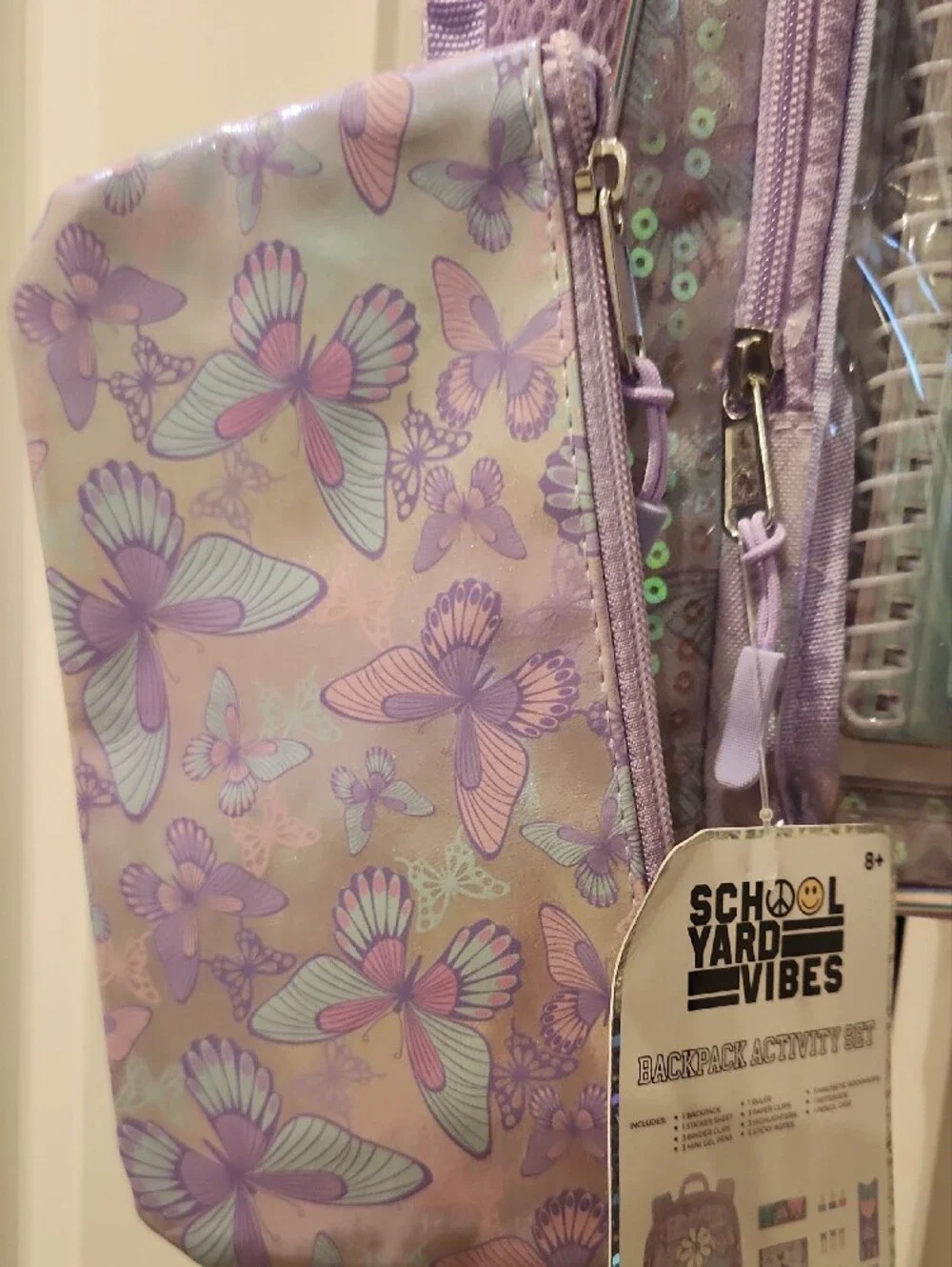 Kids Lavender Sequin Butterfly Activity Backpack -